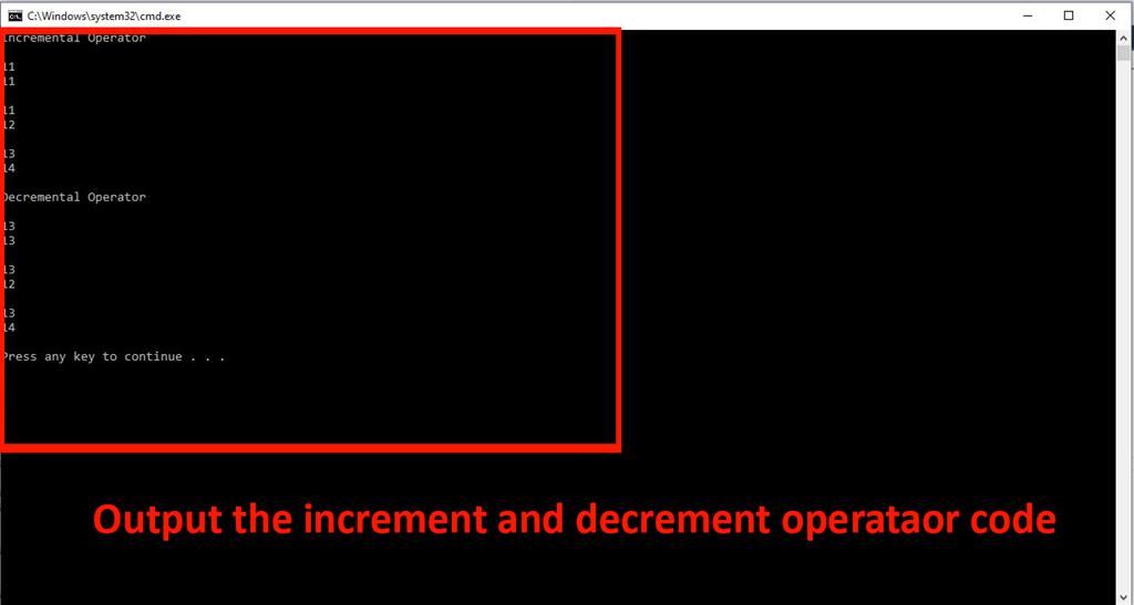 Increment And Decrement Operators Using C Code